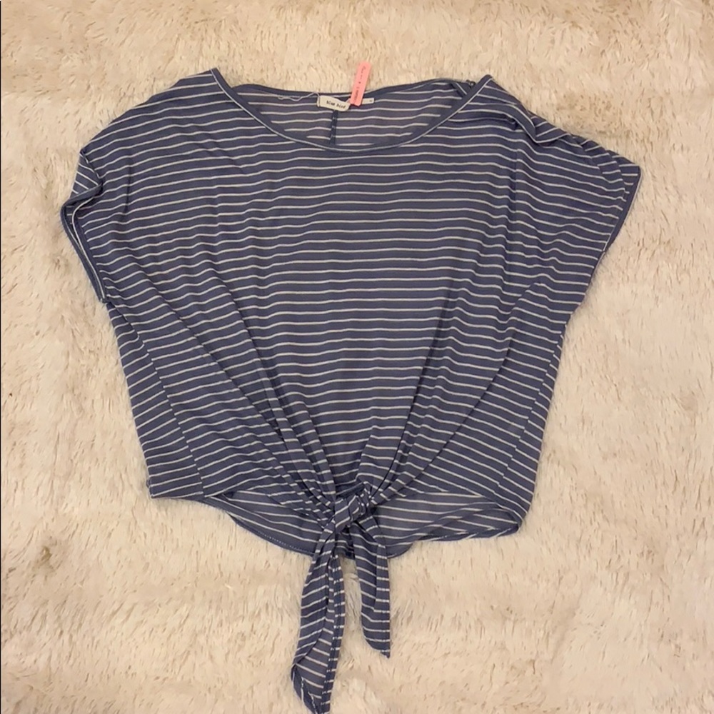 Blue and white stripe crop top